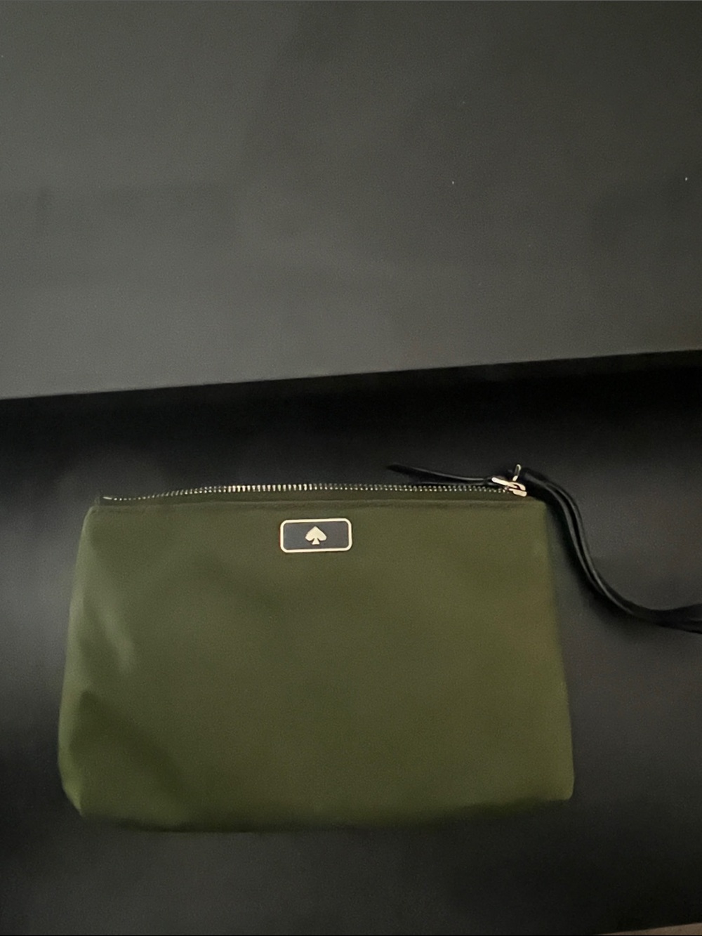 kate spade Olive Green Wristlet Clutch with Black Strap